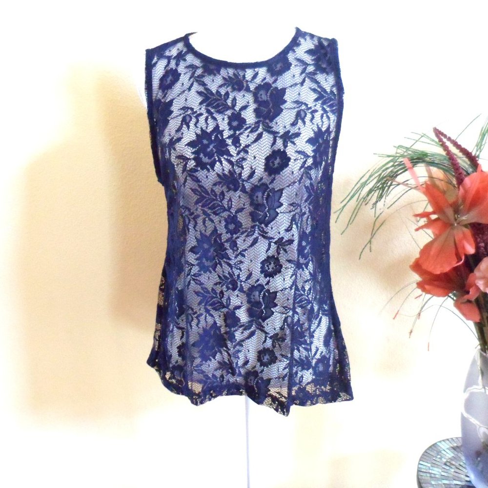 Primark Blue Lace Tank Vest Top